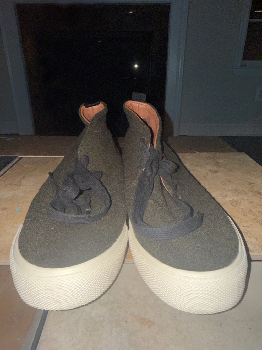 Old Navy Dark Olive Canvas Low-Top Sneakers with Black Laces